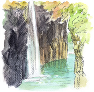 滝と川　イラスト